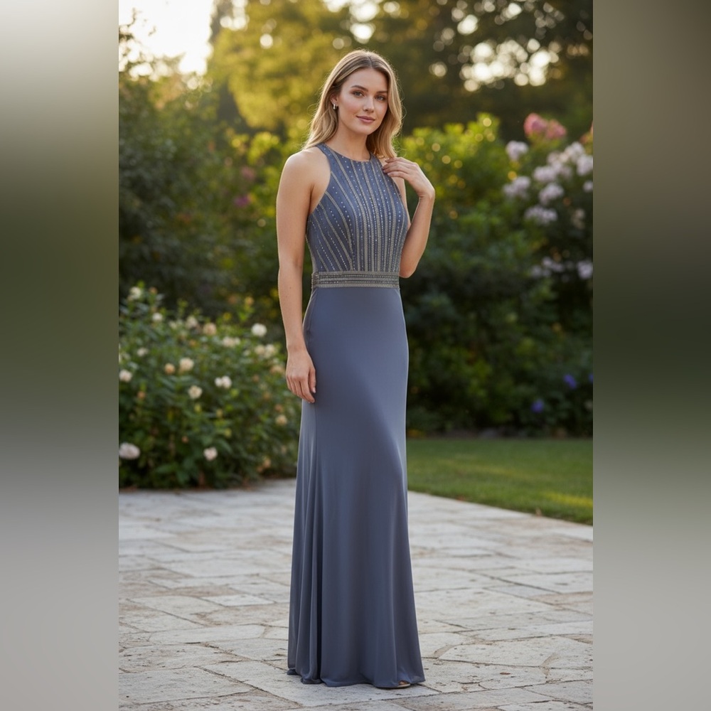 Madison James Gray Sleeveless Maxi Dress